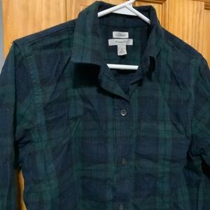 L.L. Bean Green and Navy Checkered Shirt